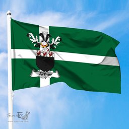 ScotsTee Shop Scottish Arthur Coat of Arms in Isle of Barra Flag