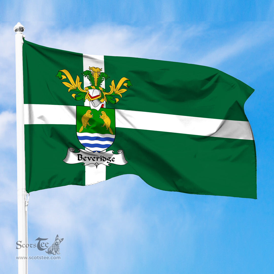 ScotsTee Shop Scottish Beveridge Coat of Arms in Isle of Barra Flag