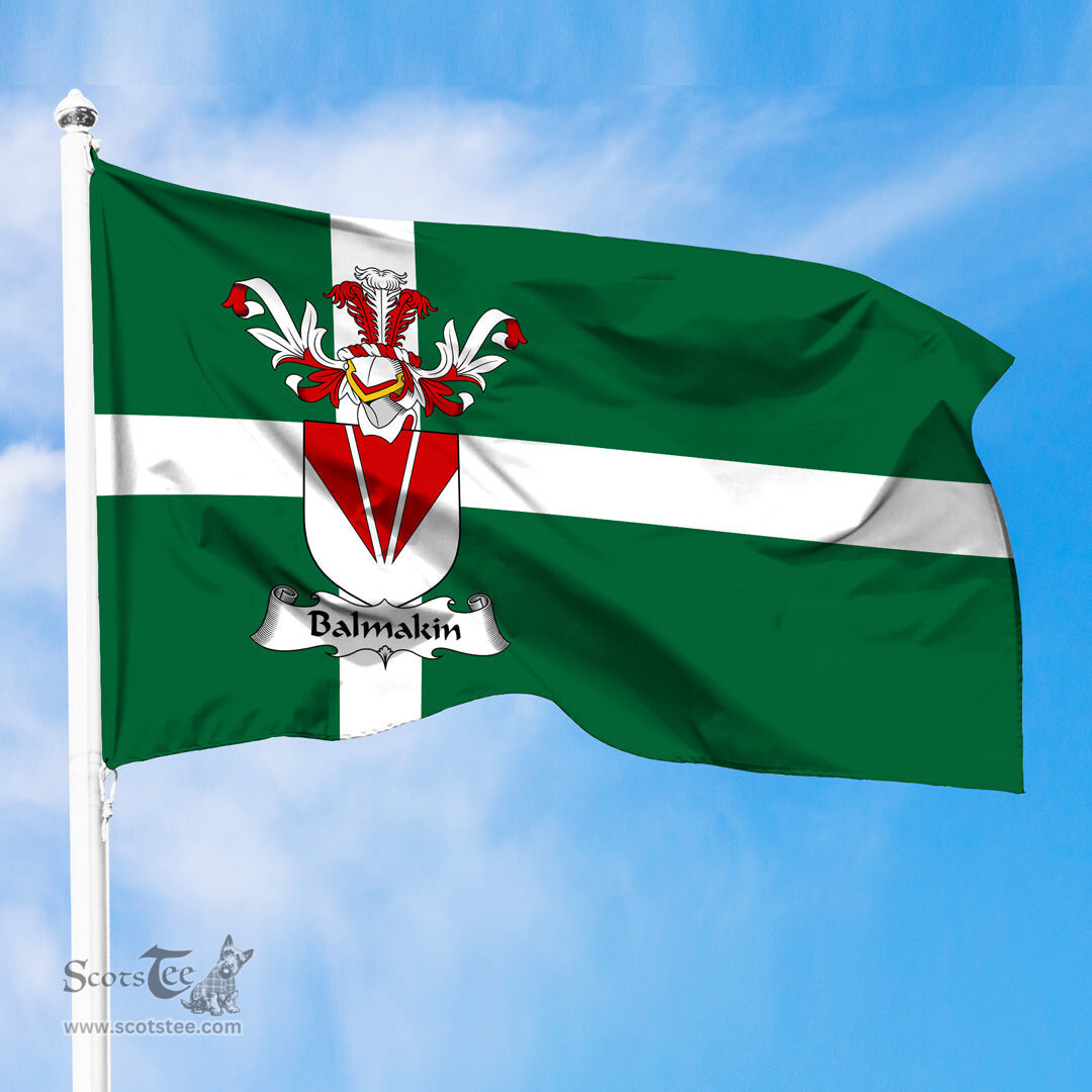 ScotsTee Shop Scottish Balmakin Coat of Arms in Isle of Barra Flag