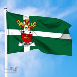 ScotsTee Shop Scottish Cobell Coat of Arms in Isle of Barra Flag