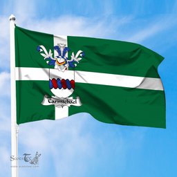ScotsTee Shop Scottish Carmichael Coat of Arms in Isle of Barra Flag