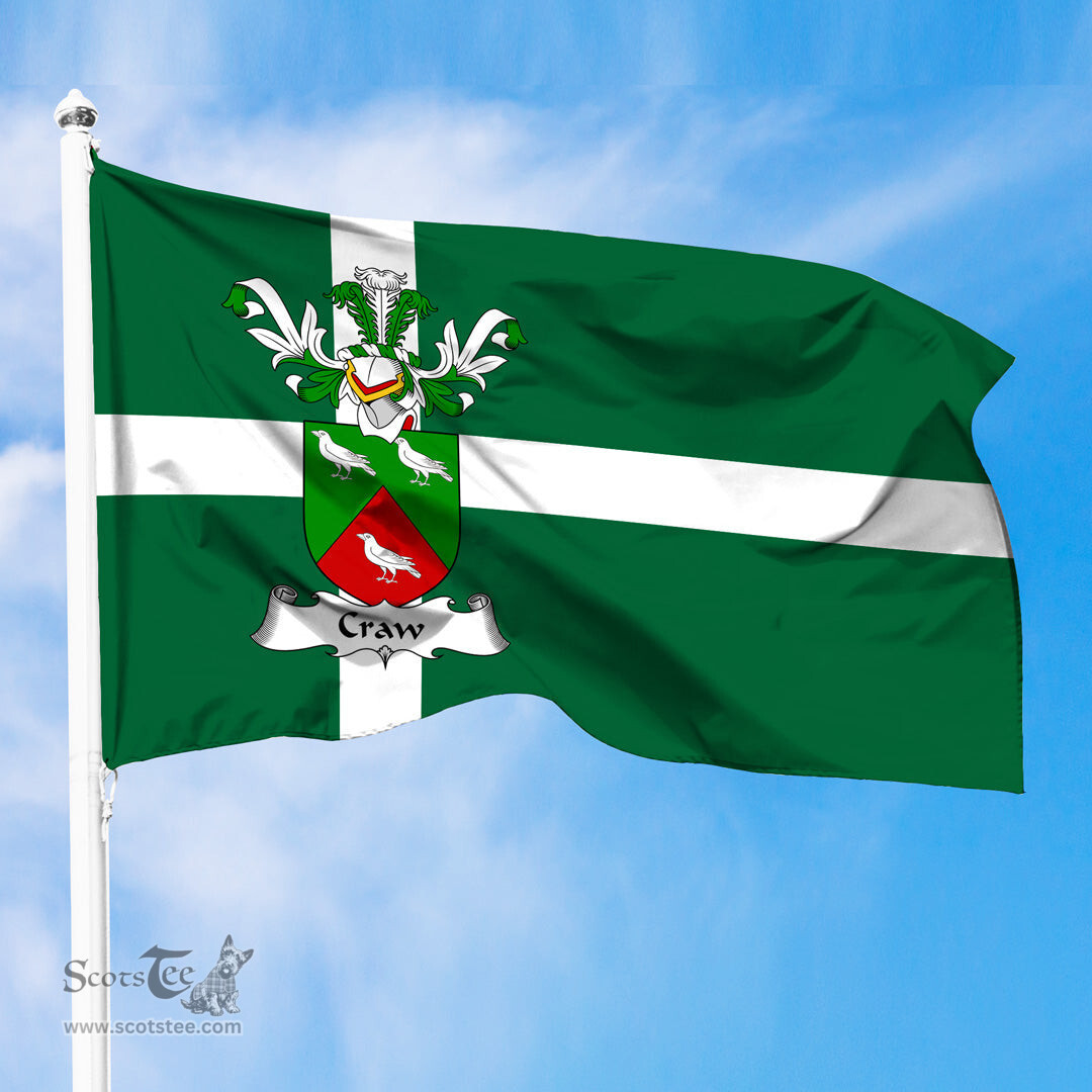 ScotsTee Shop Scottish Craw or Crow Coat of Arms in Isle of Barra Flag