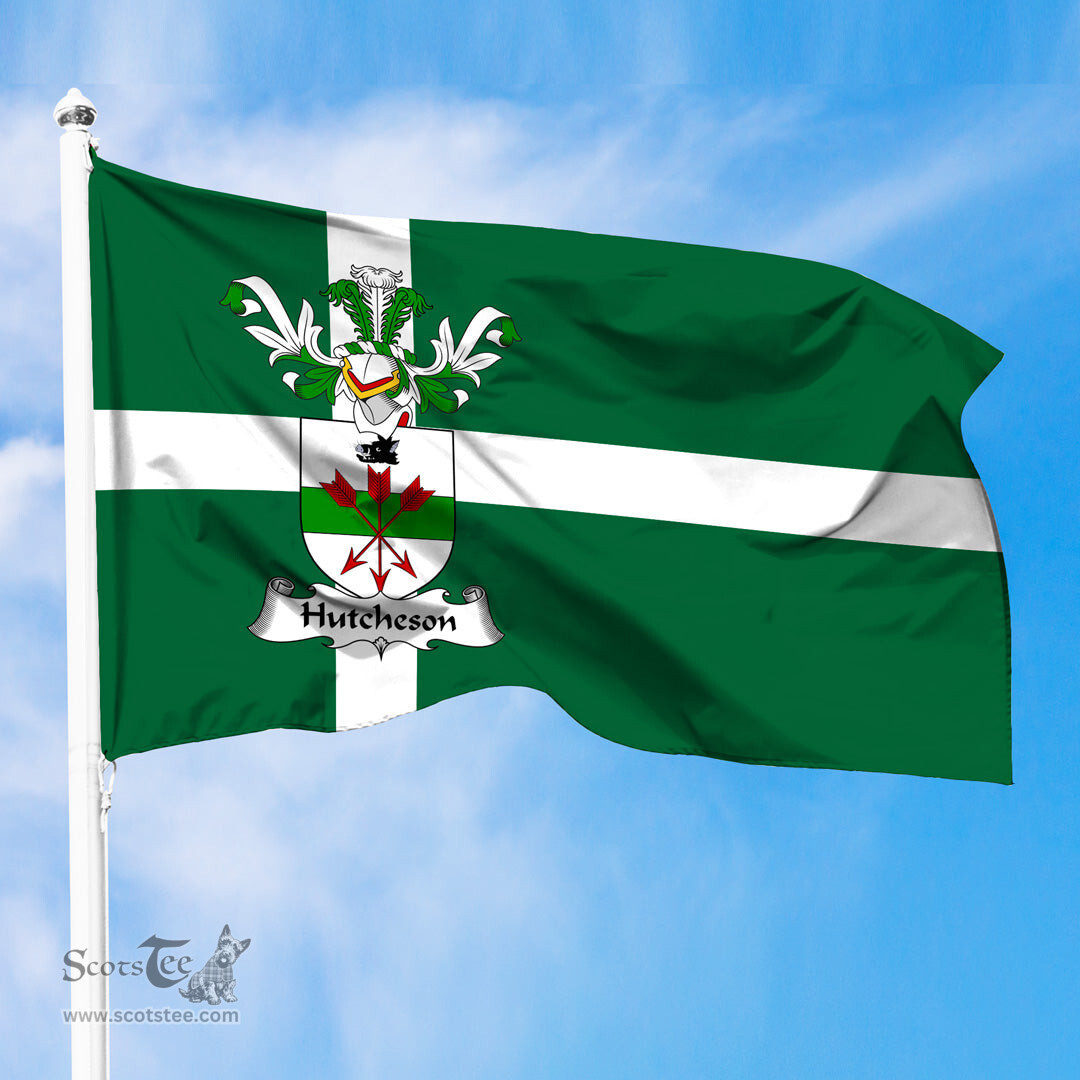 ScotsTee Shop Scottish Hutcheson Coat of Arms in Isle of Barra Flag
