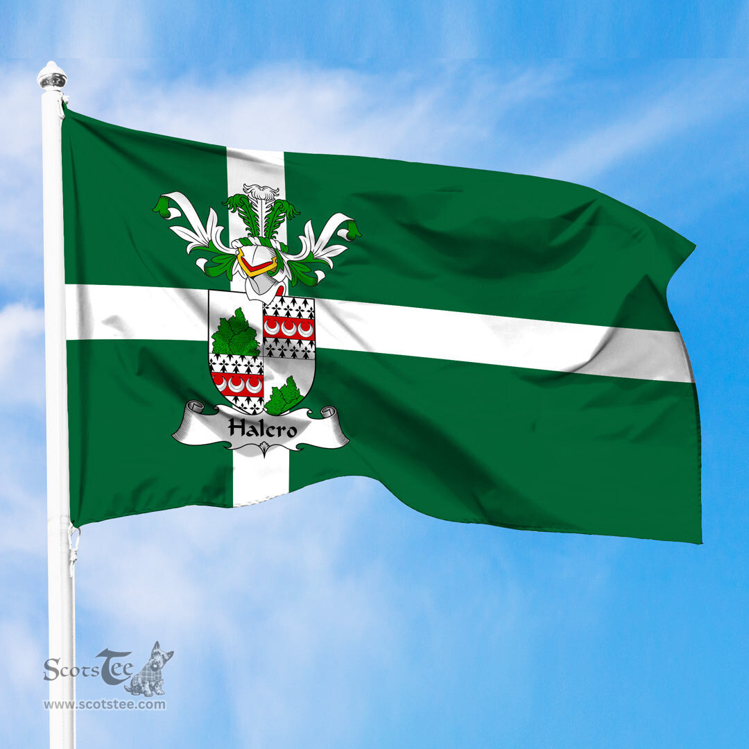 ScotsTee Shop Scottish Halcro Coat of Arms in Isle of Barra Flag