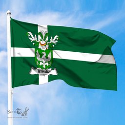 ScotsTee Shop Scottish Emslie Coat of Arms in Isle of Barra Flag