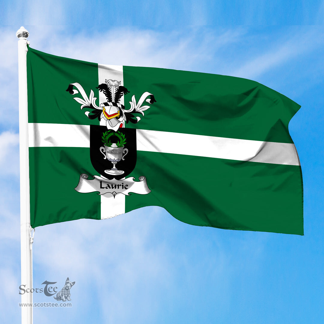 ScotsTee Shop Scottish Laurie or Lawrie Coat of Arms in Isle of Barra Flag