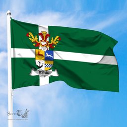 ScotsTee Shop Scottish Echlin Coat of Arms in Isle of Barra Flag