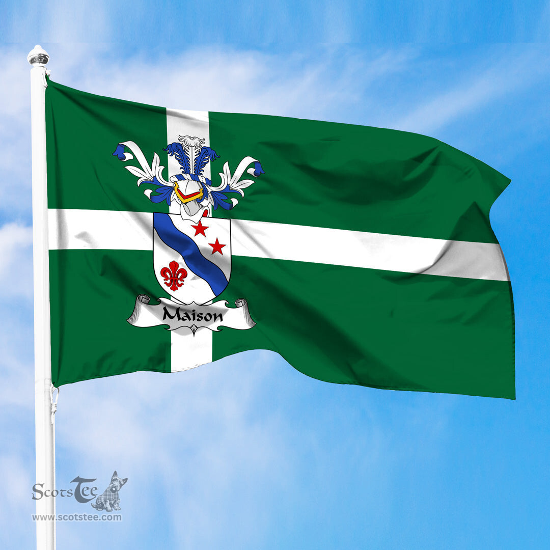ScotsTee Shop Scottish Maison Coat of Arms in Isle of Barra Flag
