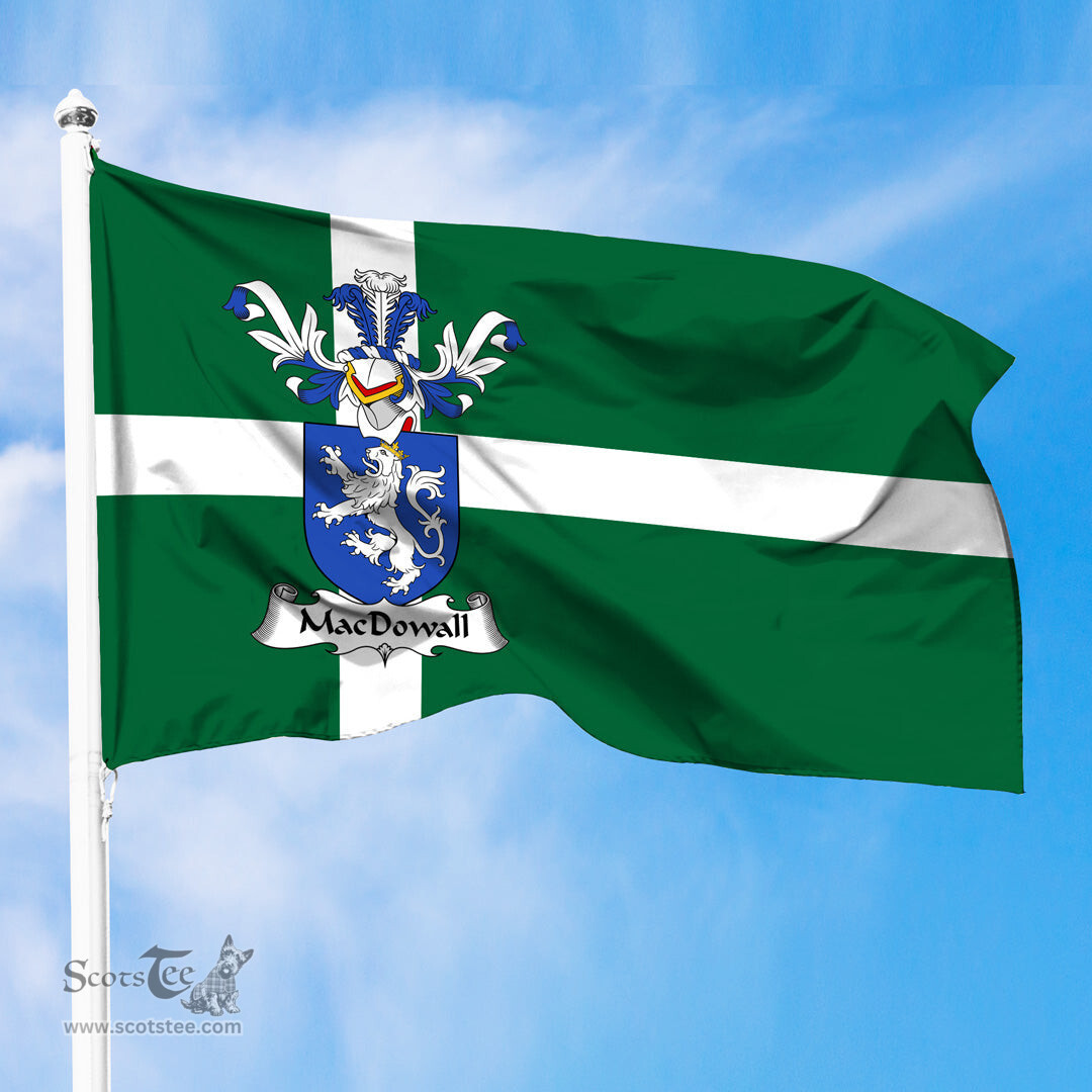 ScotsTee Shop Scottish MacDowall Coat of Arms in Isle of Barra Flag