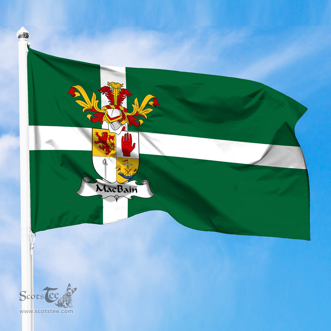 ScotsTee Shop Scottish MacBain Coat of Arms in Isle of Barra Flag