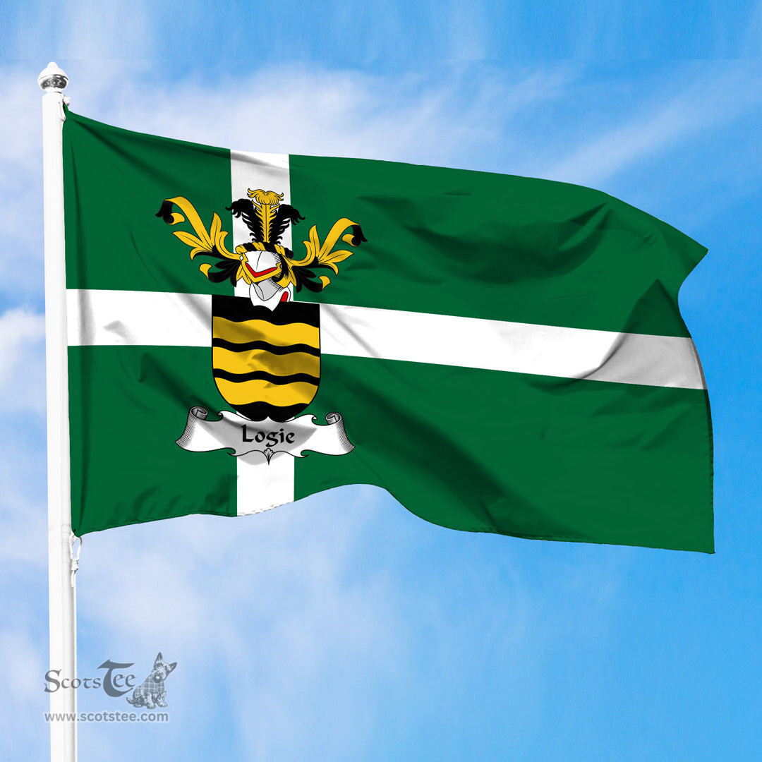 ScotsTee Shop Scottish Logie Coat of Arms in Isle of Barra Flag