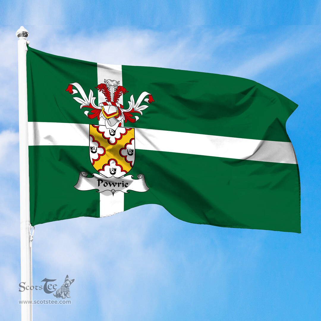 ScotsTee Shop Scottish Powrie Coat of Arms in Isle of Barra Flag