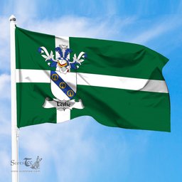 ScotsTee Shop Scottish Leslie Coat of Arms in Isle of Barra Flag