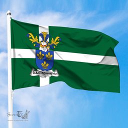 ScotsTee Shop Scottish Montgomerie Coat of Arms in Isle of Barra Flag