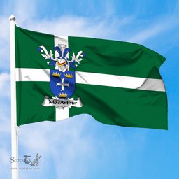 ScotsTee Shop Scottish MacArthur Coat of Arms in Isle of Barra Flag