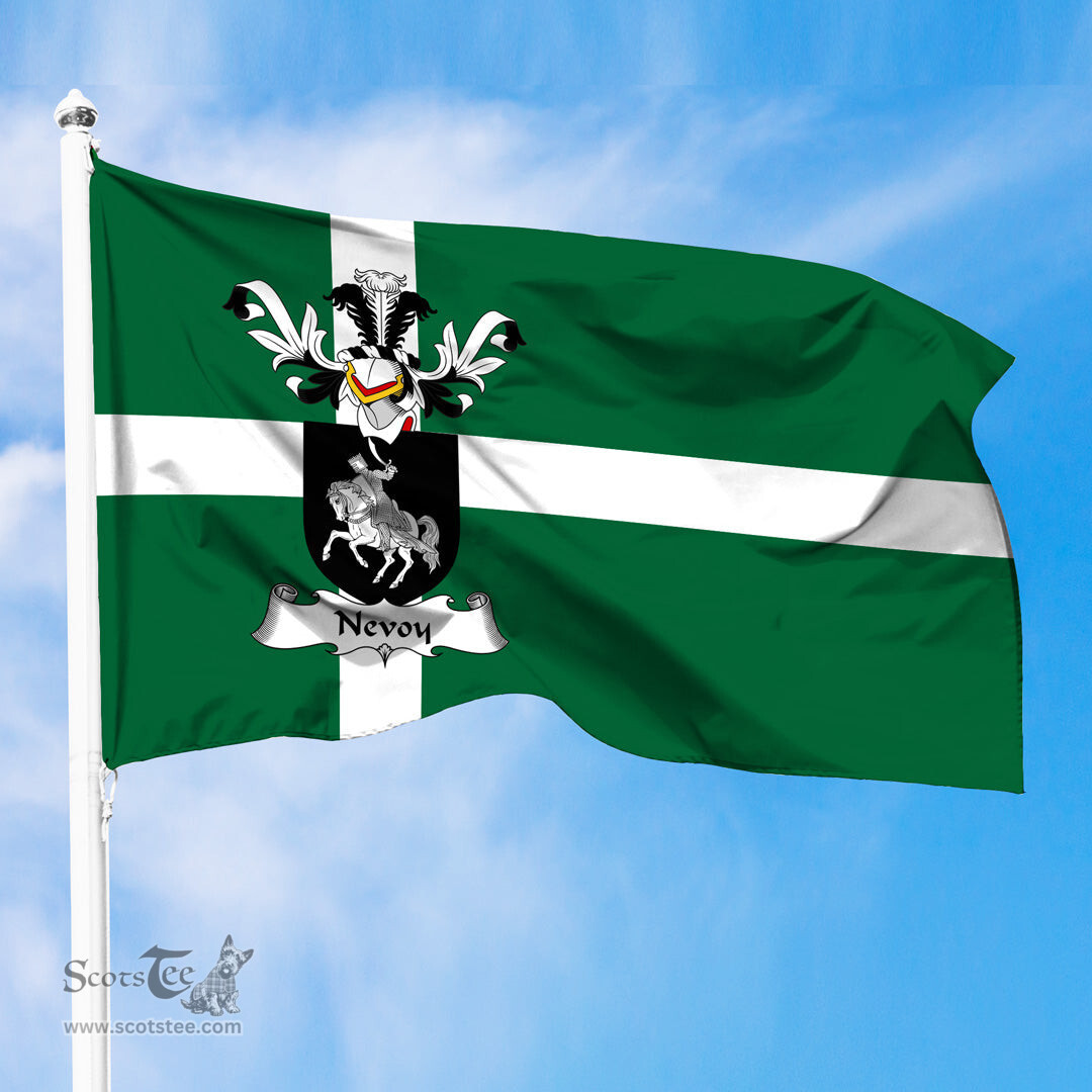 ScotsTee Shop Scottish Nevoy Coat of Arms in Isle of Barra Flag