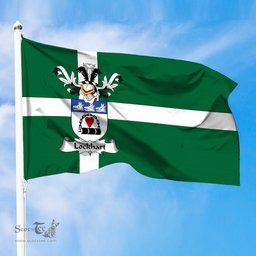 ScotsTee Shop Scottish Lockhart Coat of Arms in Isle of Barra Flag