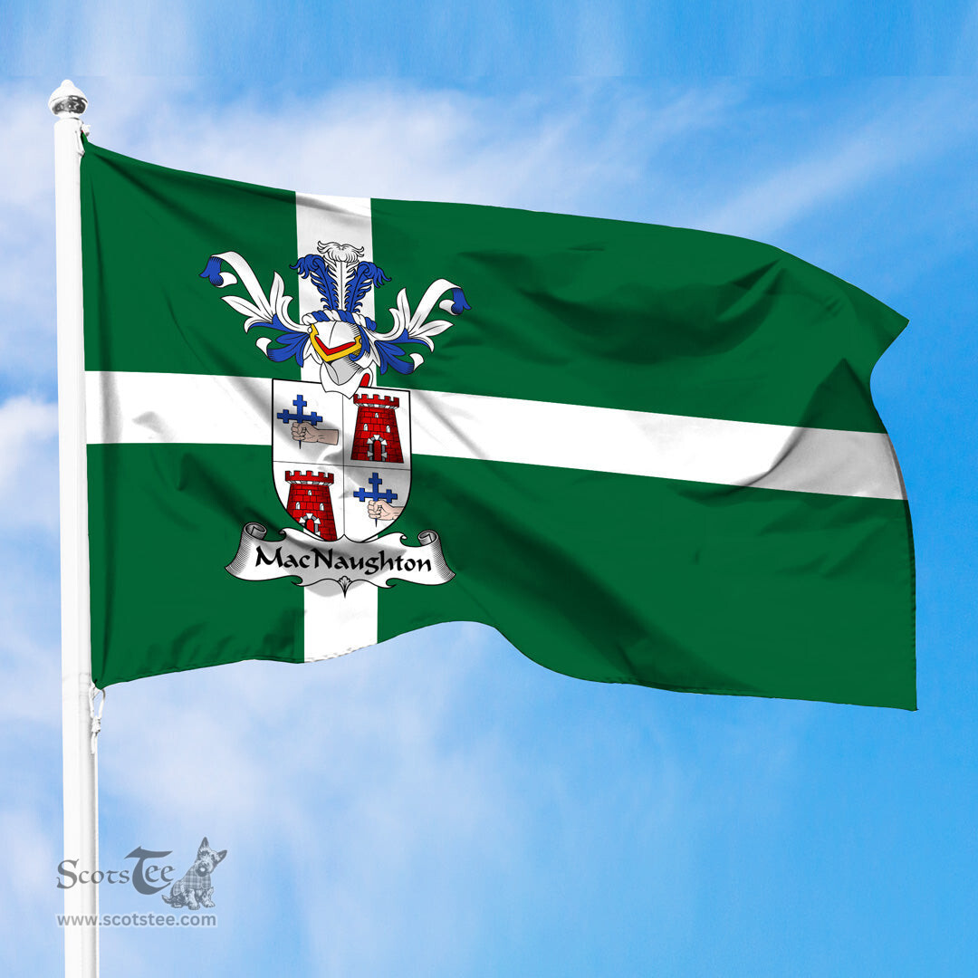 ScotsTee Shop Scottish MacNaughton or MacNaughten Coat of Arms in Isle of Barra Flag