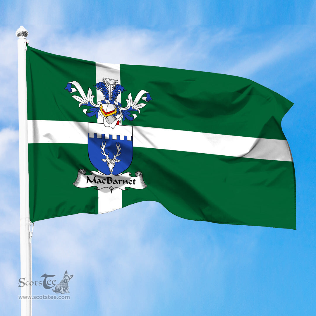 ScotsTee Shop Scottish MacBarnet Coat of Arms in Isle of Barra Flag