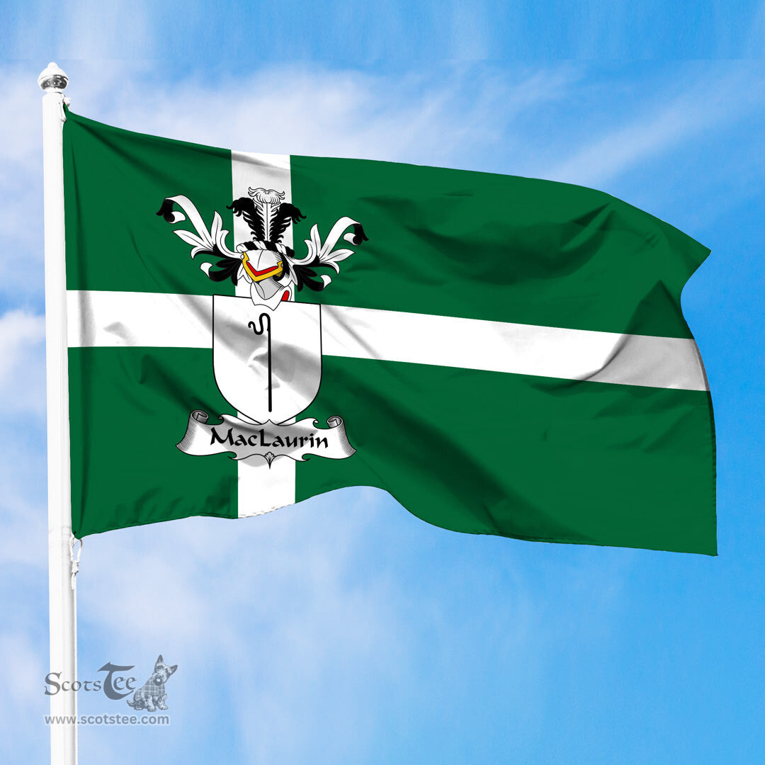 ScotsTee Shop Scottish MacLaurin or McLaurin Coat of Arms in Isle of Barra Flag