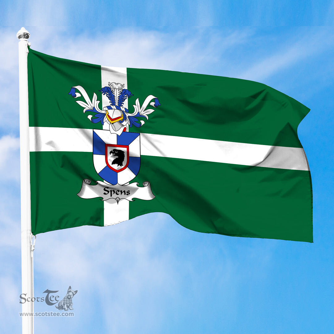 ScotsTee Shop Scottish Spens Coat of Arms in Isle of Barra Flag