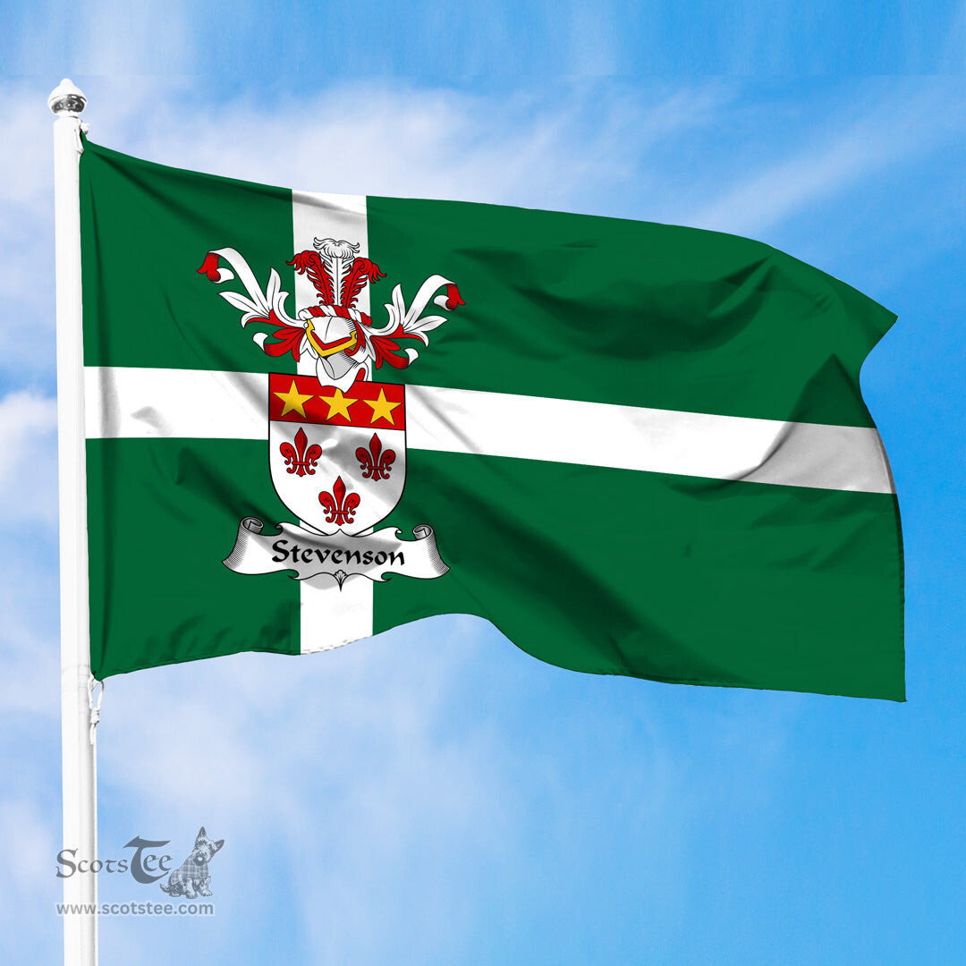 ScotsTee Shop Scottish Stevenson Coat of Arms in Isle of Barra Flag