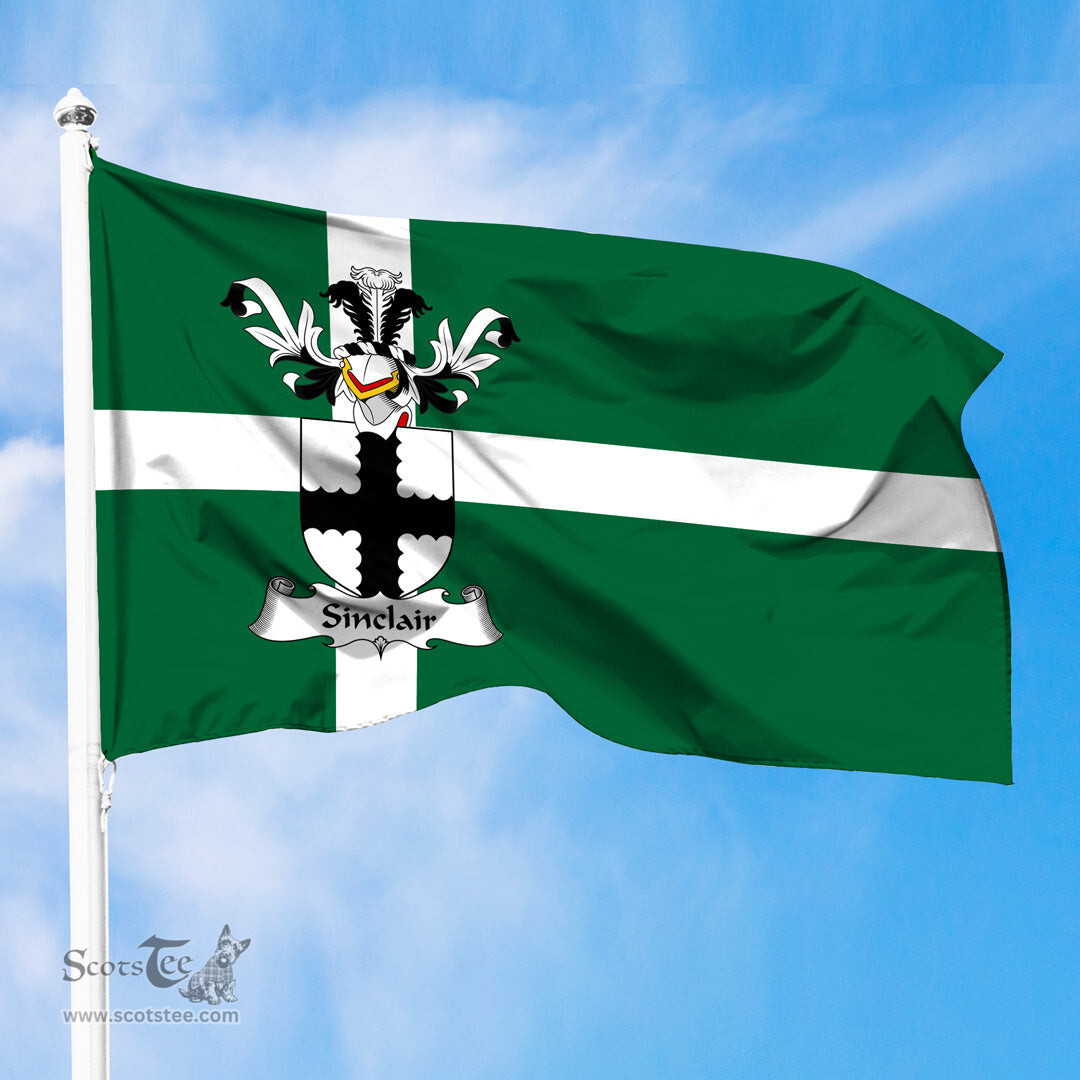 ScotsTee Shop Scottish Sinclair Coat of Arms in Isle of Barra Flag