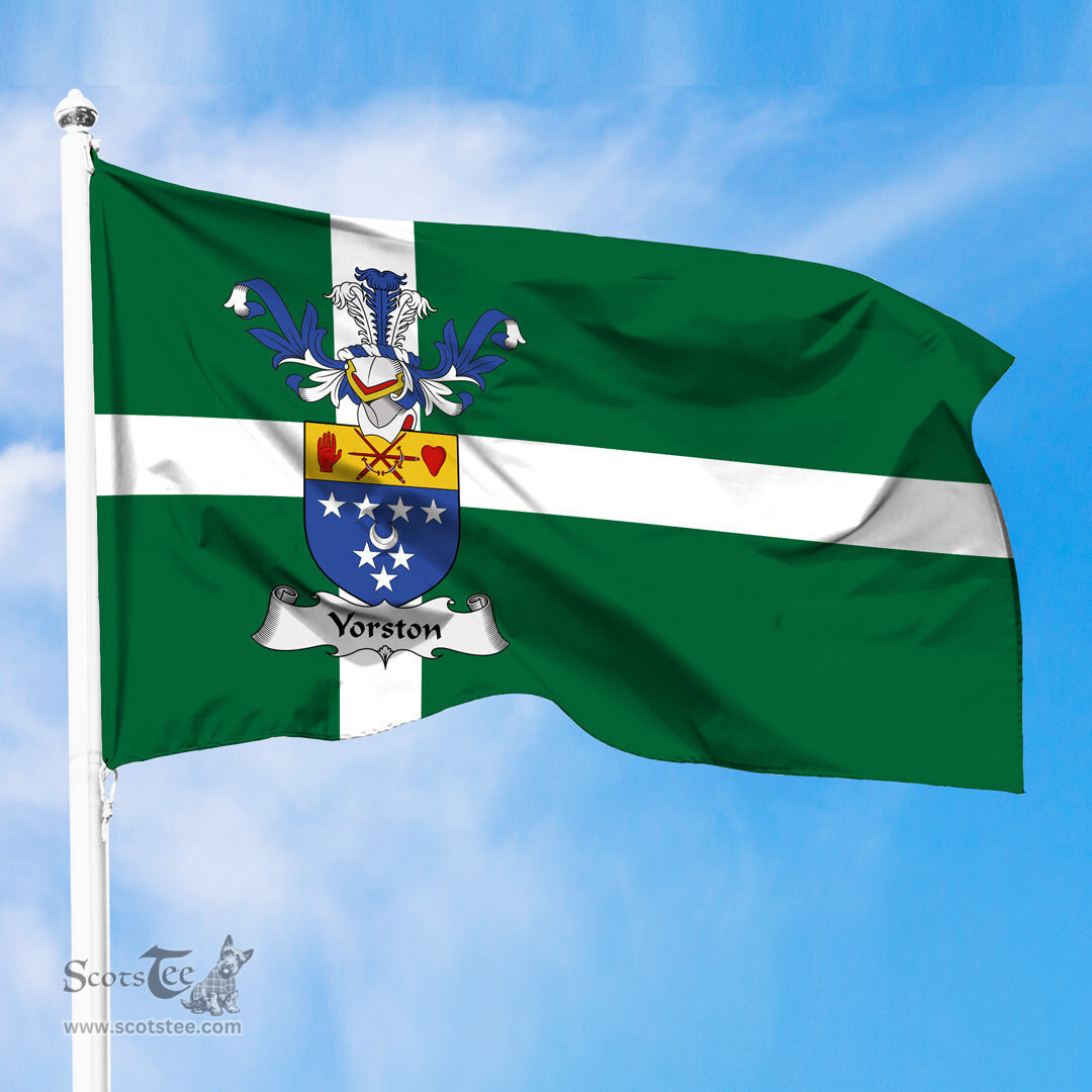 ScotsTee Shop Scottish Yorston Coat of Arms in Isle of Barra Flag