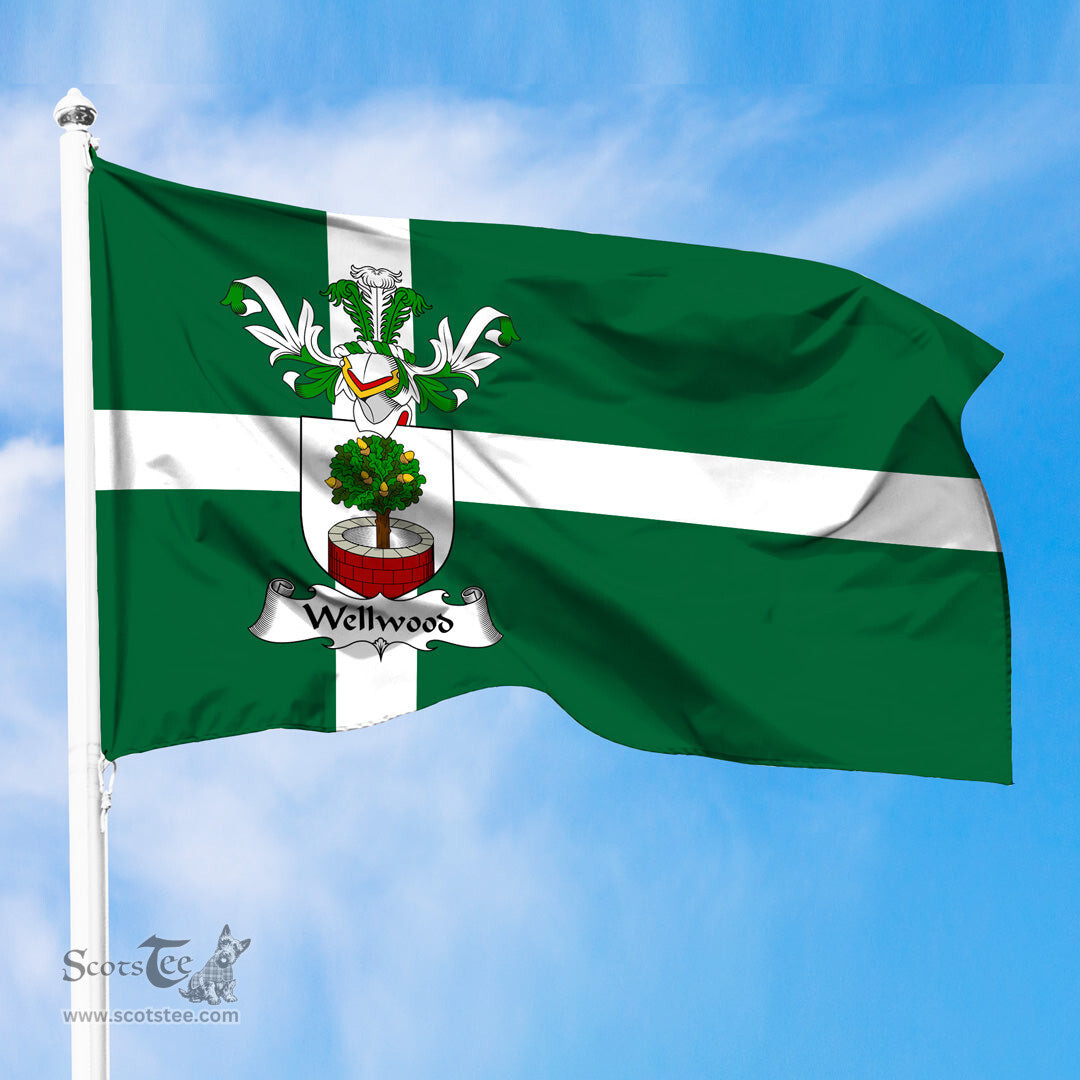 ScotsTee Shop Scottish Wellwood Coat of Arms in Isle of Barra Flag