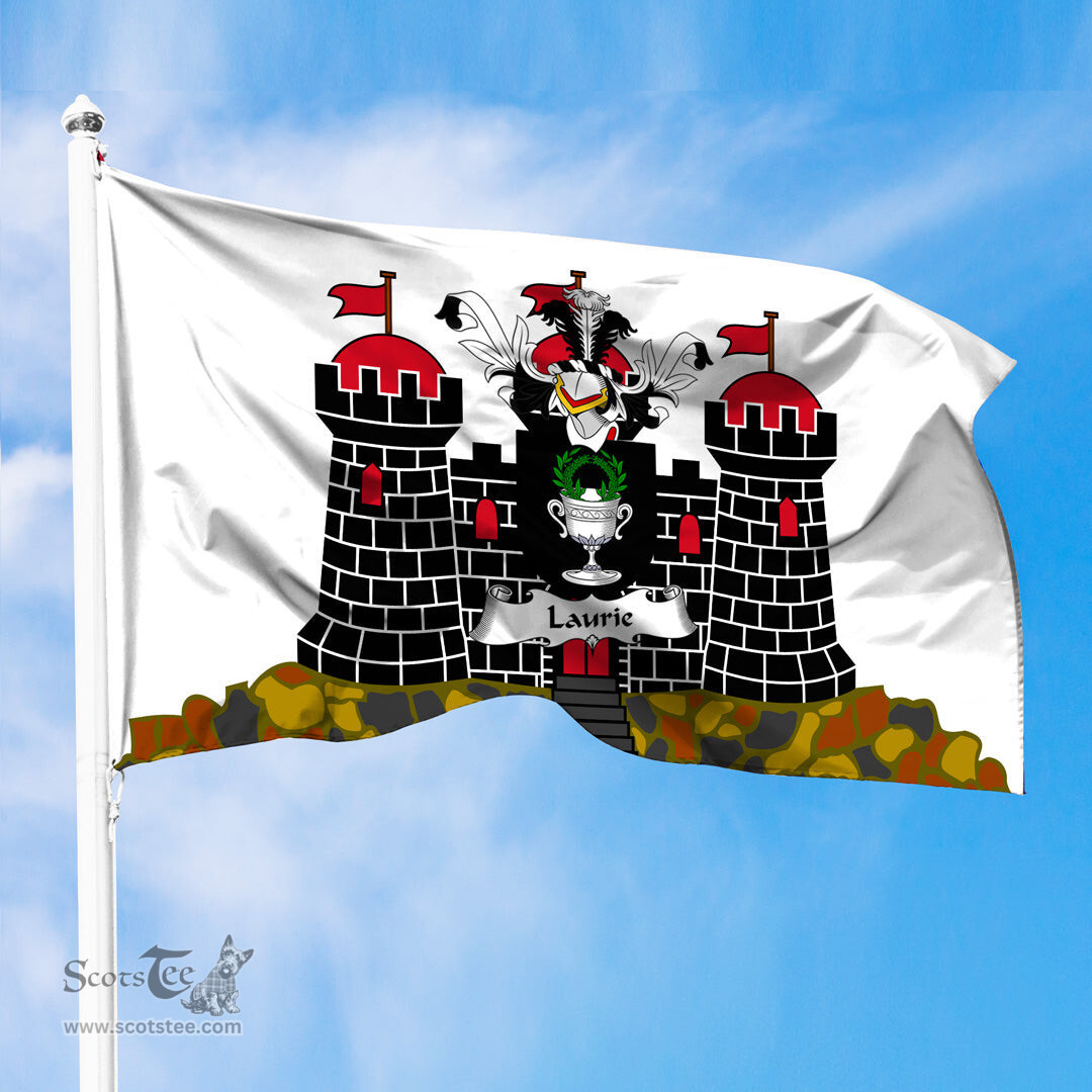 ScotsTee Shop Scottish Laurie or Lawrie Coat of Arms in Flag of Edinburgh Scotland