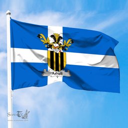 ScotsTee Shop Scottish Athell Coat of Arms in Flag of Shetland Scotland