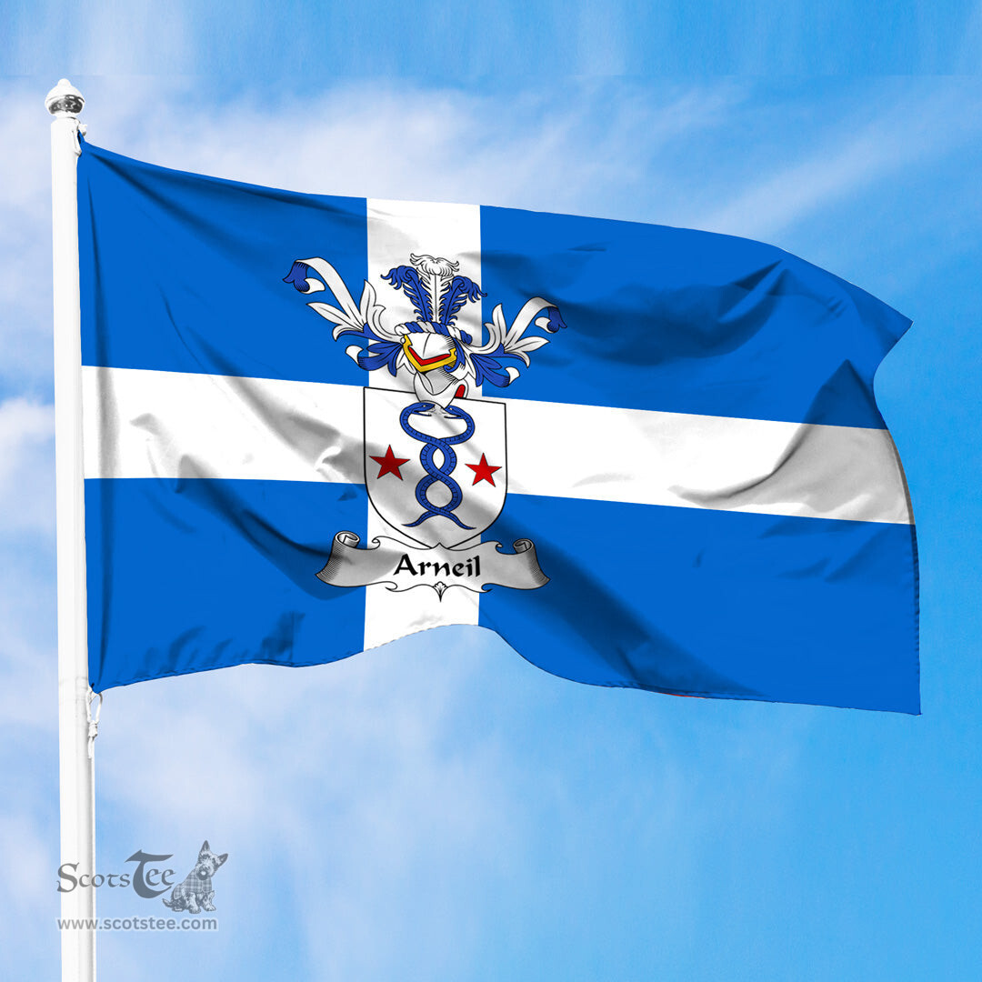 ScotsTee Shop Scottish Arneil Coat of Arms in Flag of Shetland Scotland