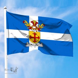 ScotsTee Shop Scottish Ainslie Coat of Arms in Flag of Shetland Scotland