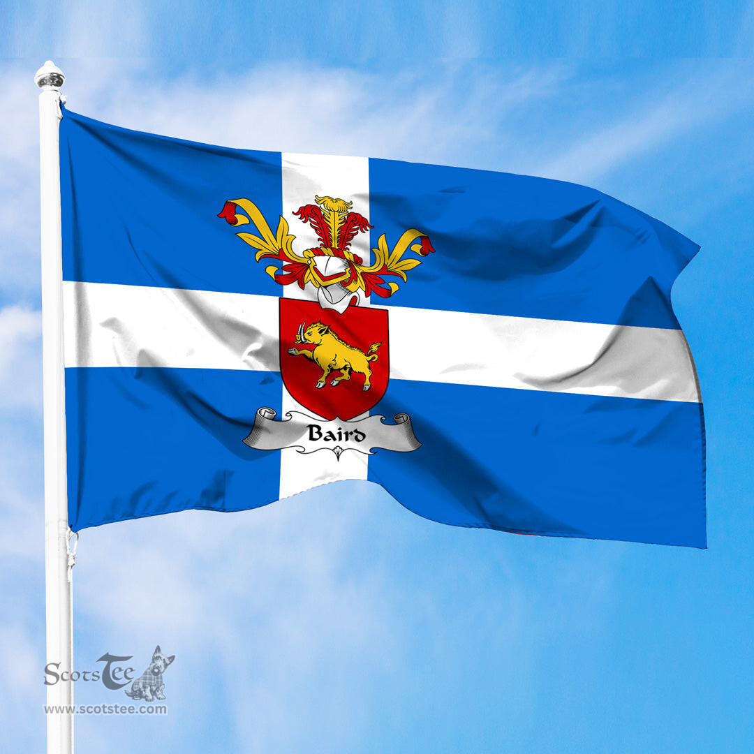 ScotsTee Shop Scottish Baird Coat of Arms in Flag of Shetland Scotland