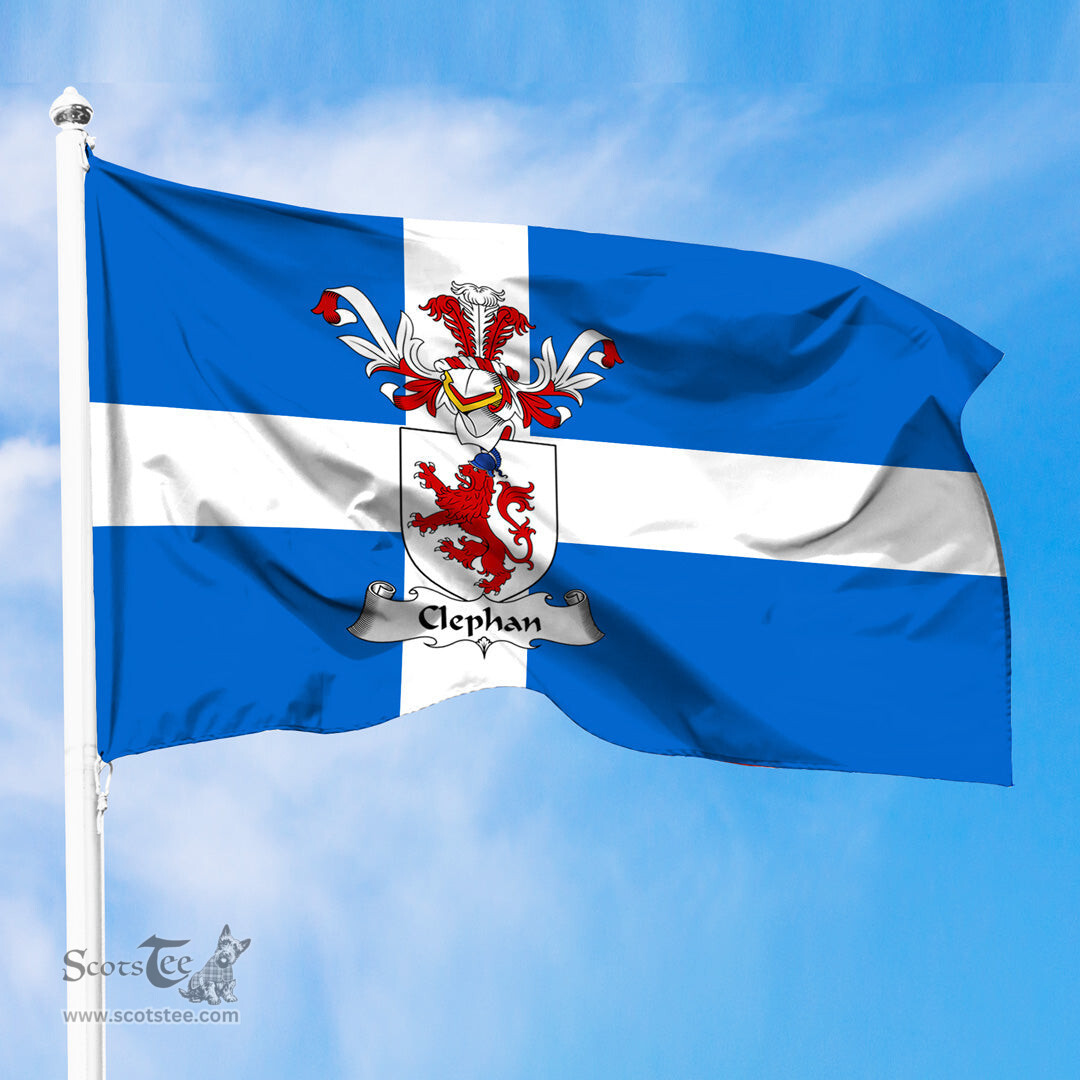 ScotsTee Shop Scottish Clephan or Clephane Coat of Arms in Flag of Shetland Scotland