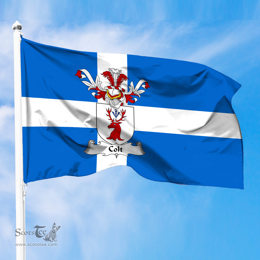 ScotsTee Shop Scottish Colt Coat of Arms in Flag of Shetland Scotland