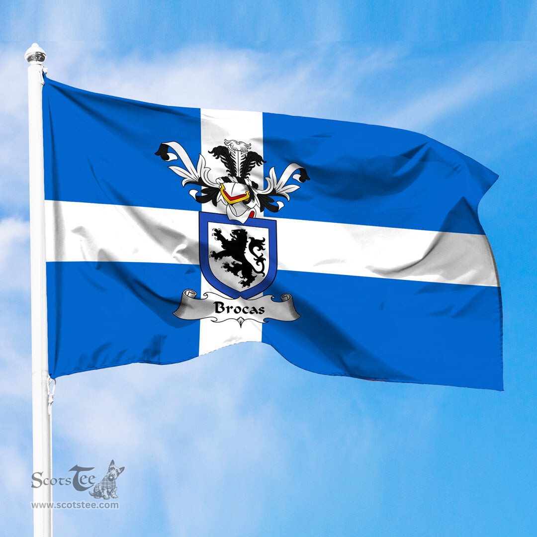 ScotsTee Shop Scottish Brocas or Brokkas Coat of Arms in Flag of Shetland Scotland