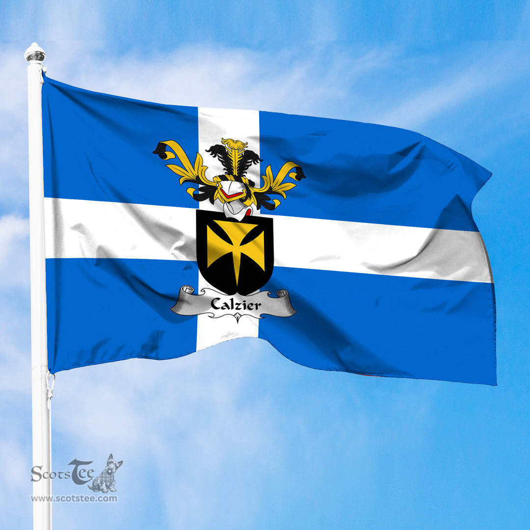 ScotsTee Shop Scottish Calzier Coat of Arms in Flag of Shetland Scotland