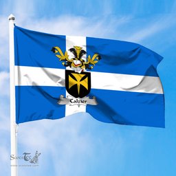 ScotsTee Shop Scottish Calzier Coat of Arms in Flag of Shetland Scotland