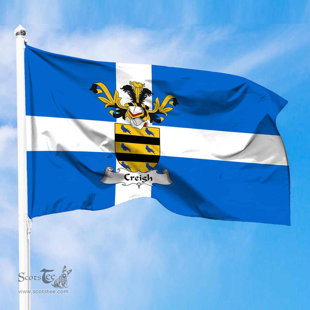 ScotsTee Shop Scottish Creigh Coat of Arms in Flag of Shetland Scotland