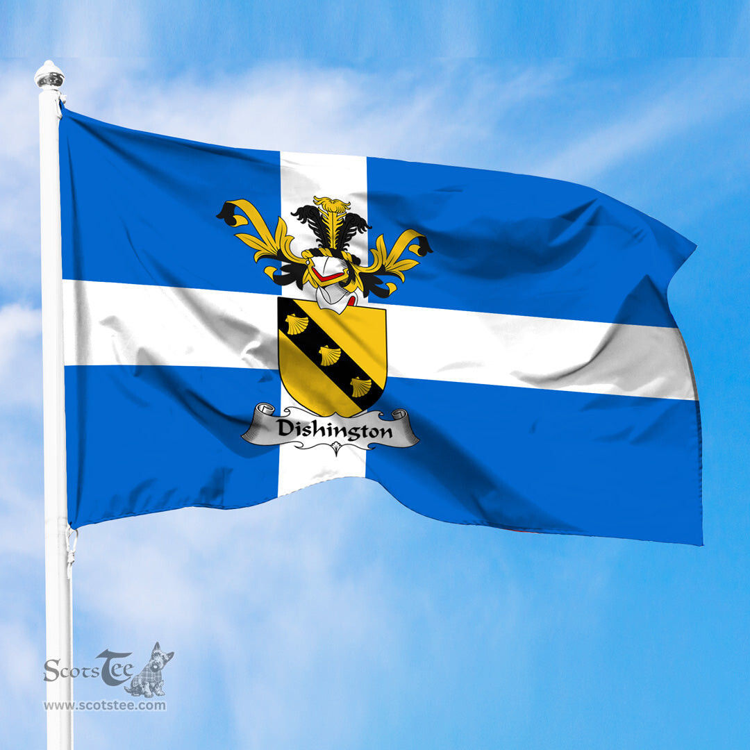 ScotsTee Shop Scottish Dishington Coat of Arms in Flag of Shetland Scotland
