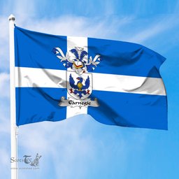ScotsTee Shop Scottish Carnegie Coat of Arms in Flag of Shetland Scotland