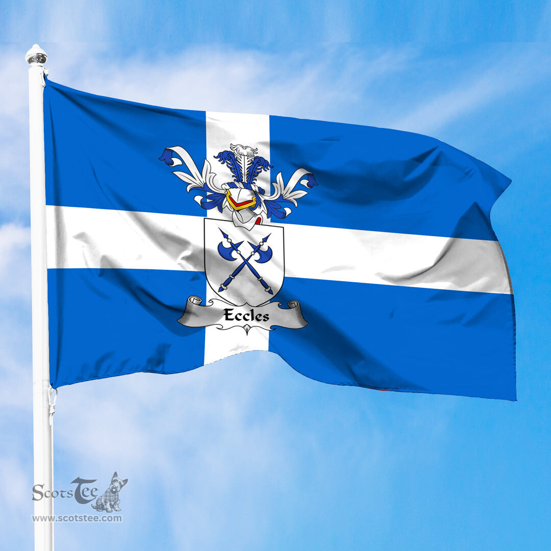 ScotsTee Shop Scottish Eccles Coat of Arms in Flag of Shetland Scotland