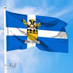 ScotsTee Shop Scottish Graham Coat of Arms in Flag of Shetland Scotland