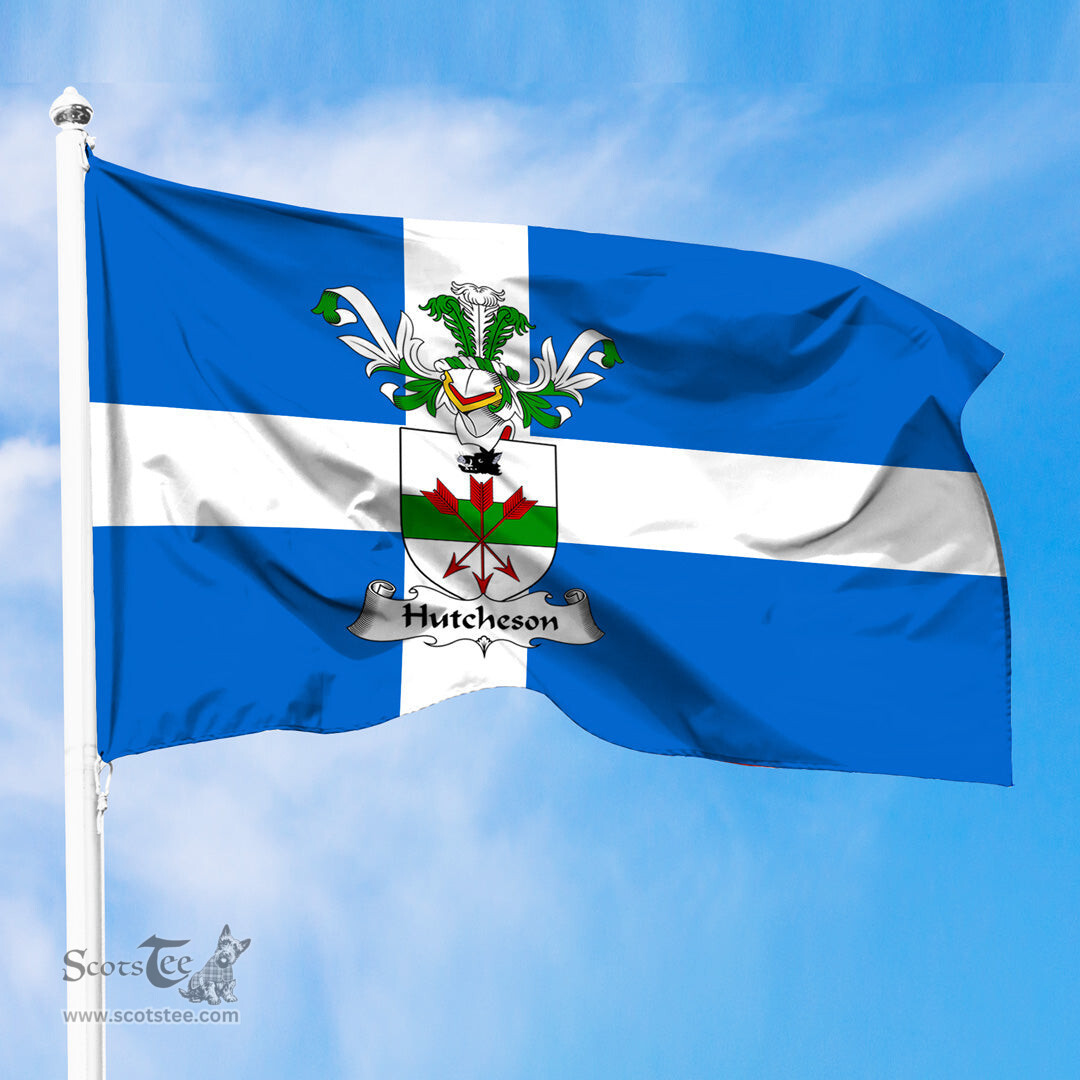 ScotsTee Shop Scottish Hutcheson Coat of Arms in Flag of Shetland Scotland