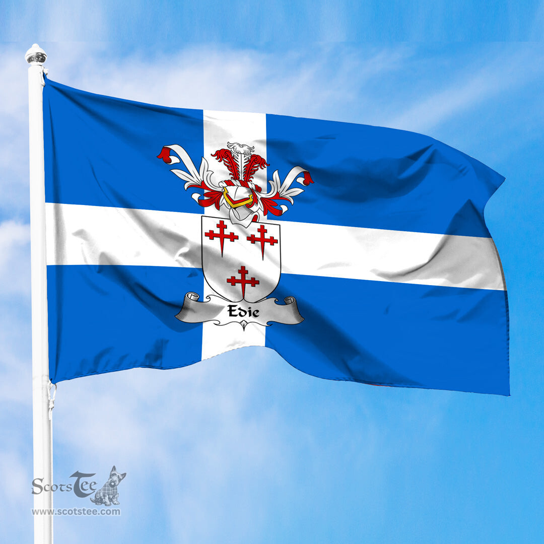 ScotsTee Shop Scottish Edie or Edy Coat of Arms in Flag of Shetland Scotland