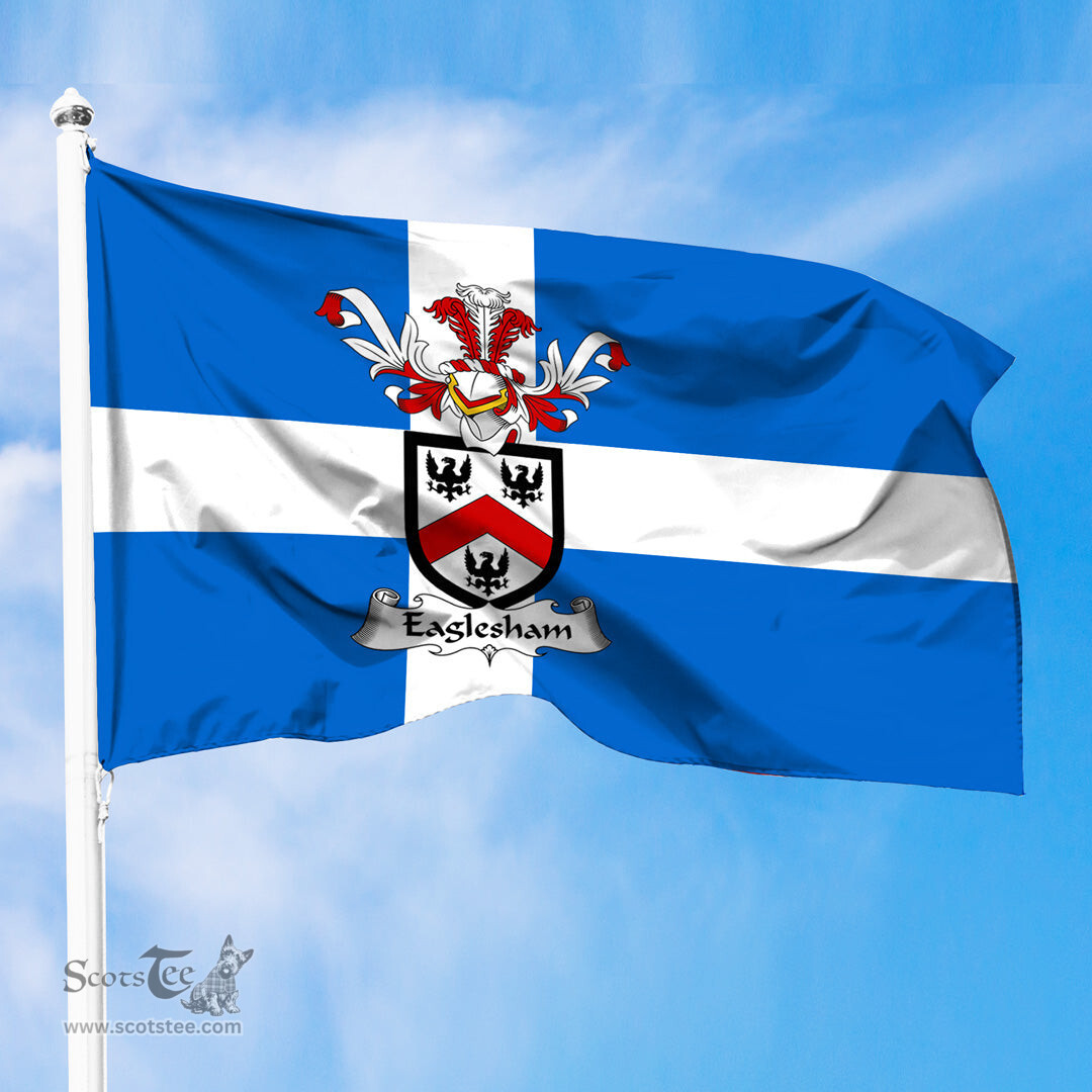 ScotsTee Shop Scottish Eaglesham Coat of Arms in Flag of Shetland Scotland