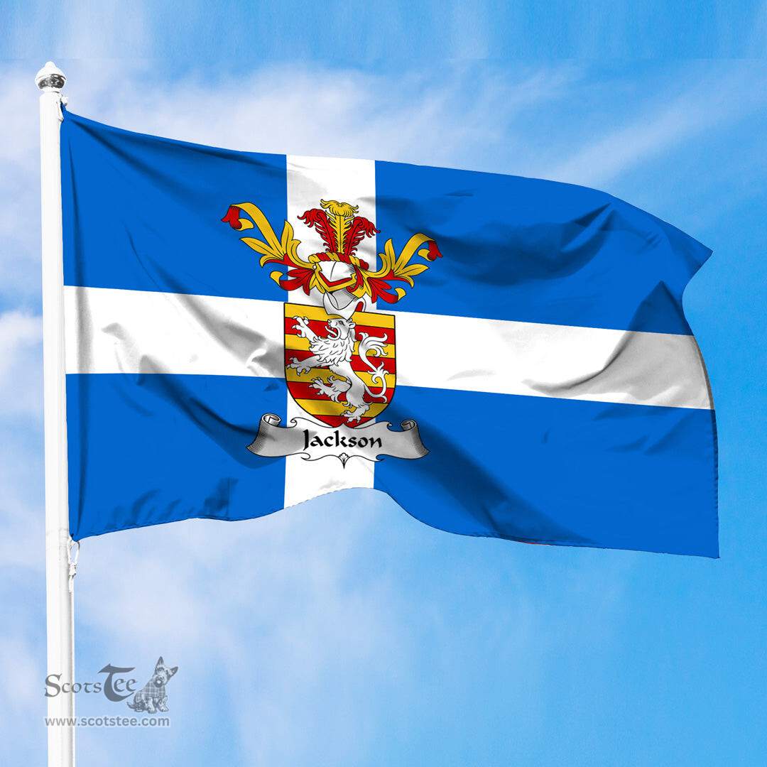 ScotsTee Shop Scottish Jackson Coat of Arms in Flag of Shetland Scotland