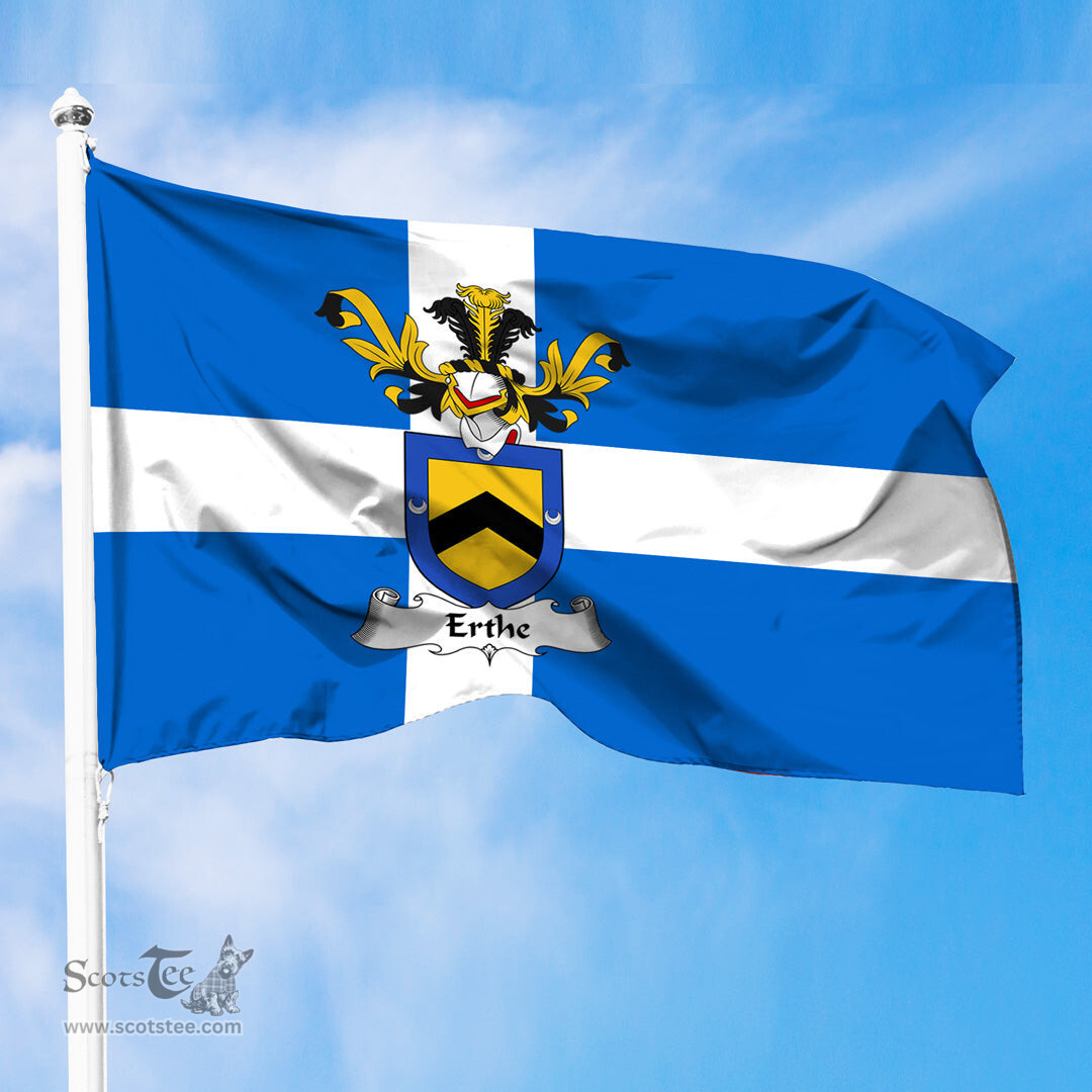 ScotsTee Shop Scottish Erthe Coat of Arms in Flag of Shetland Scotland