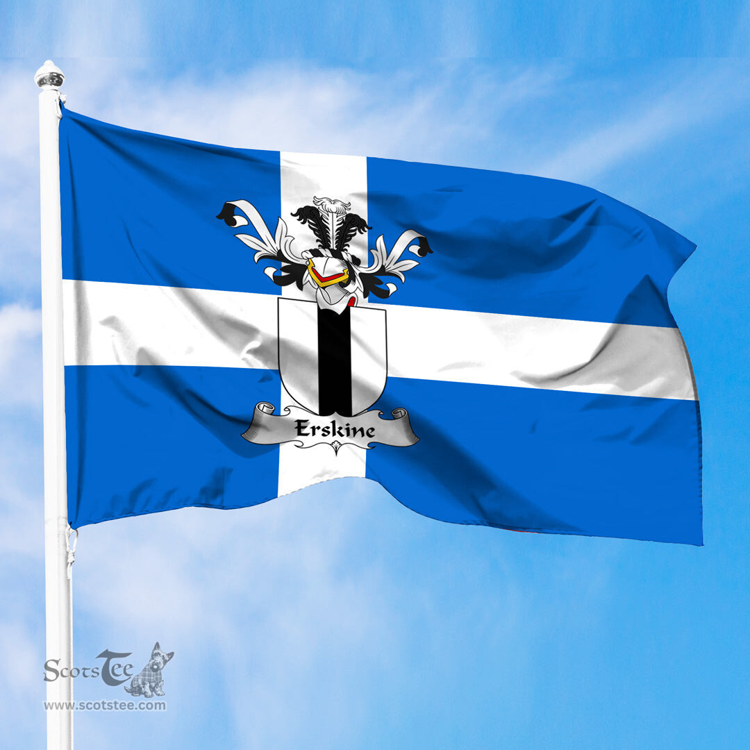 ScotsTee Shop Scottish Erskine Coat of Arms in Flag of Shetland Scotland